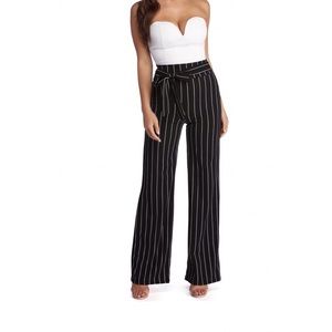 Windsor High Waist Pinstriped Pants